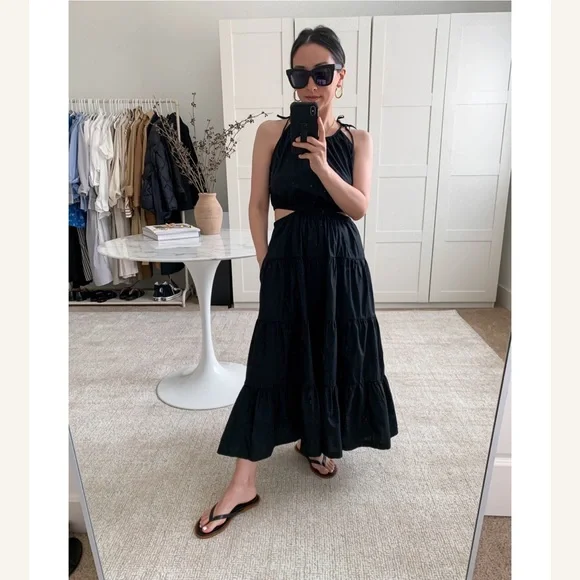 J. Crew Harbour Side-Cutout Dress in Black Size XS Petite - Picture 1 of 7